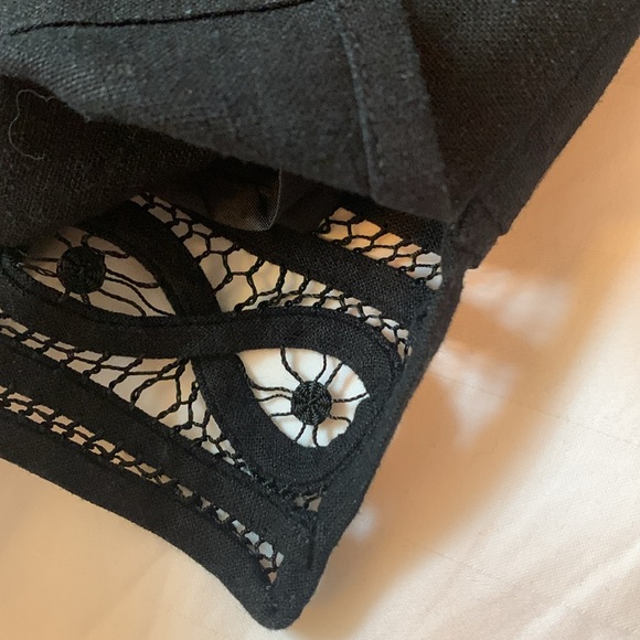 COPY - Fusion black linen boxy lined jacket w wide lace trim EUC - Picture 5 of 7